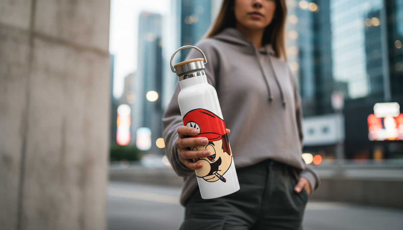 Stainless Steel Water Bottle with Bamboo Lid