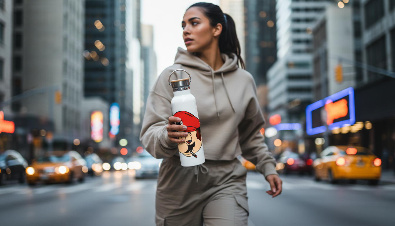 Stainless Steel Water Bottle with Bamboo Lid